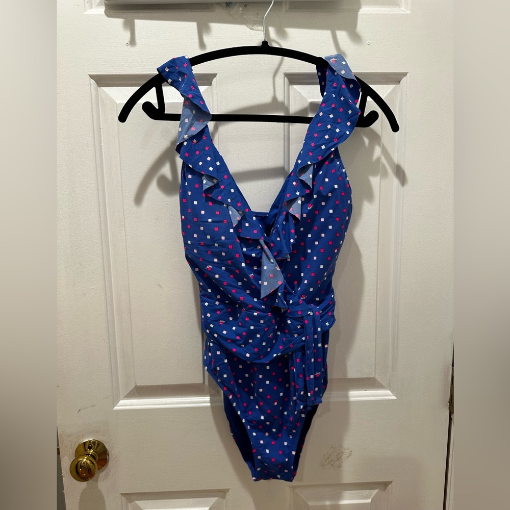 Lilly Pulitzer Delphie Borealis Blue Lilly Squared One Piece Swimsuit Size 6